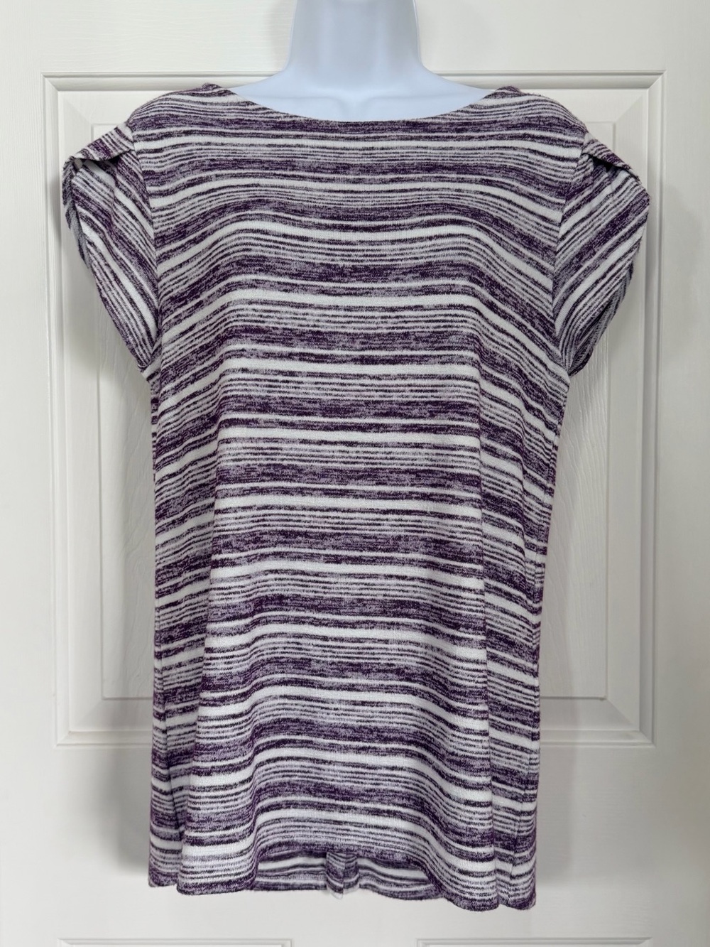 Market & Spruce Purple and Cream Striped Knit Top